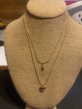 Fashion Jewelry Gold Layered Heart Pendant Necklace Set